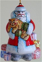 Santa with Kitty Christmas Ornament